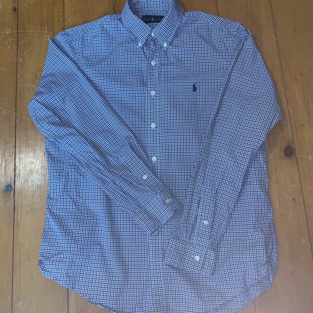 Ralph Lauren purple checkered button down large - Picture 2 of 6